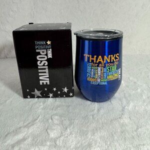 NIB Think Positive Riviera 12oz Stainless Steel Tumbler With Lid Wine